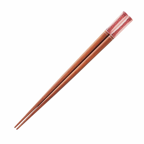 箸 21cm アクリア クリスタル 木製 天然木 赤画像