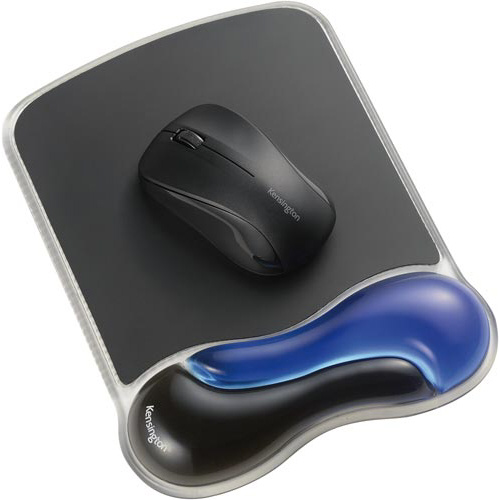 リストレスト付きマウスパッド GEL Wave 青 青い波模様が施されたリストレストが見える状態