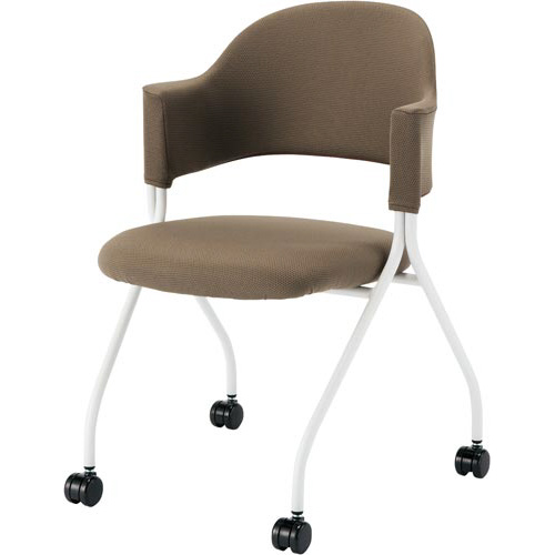 フランチェアクロスタイプ白脚背座ベージュ２脚セット