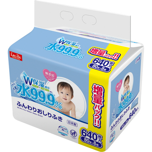 水99.9%ふんわりおしりふきW 1ｾｯﾄ(3840枚:640枚×6ﾊﾟｯｸ)