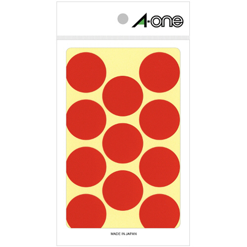 ｶﾗｰﾗﾍﾞﾙ 丸型 直径30mm 赤 1ﾊﾟｯｸ(154片:11片×14ｼｰﾄ)画像