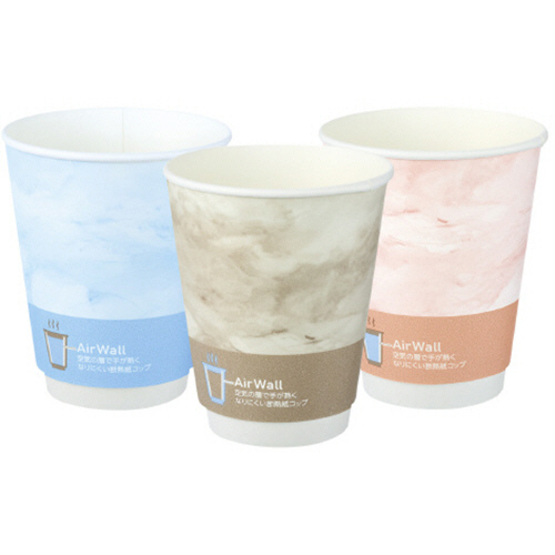 ﾋﾋﾞﾌﾙ 空気の層で手が熱くなりにくい断熱紙ｺｯﾌﾟ 9ｵﾝｽ ﾏｰﾌﾞﾙ 1ﾊﾟｯｸ(25個)画像