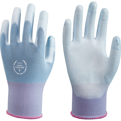 ﾄﾜﾛﾝ ｳﾚﾀﾝ背抜き手袋 快適背抜き3本指先強化 S ﾌﾞﾙｰ/ﾎﾜｲﾄ 1双画像