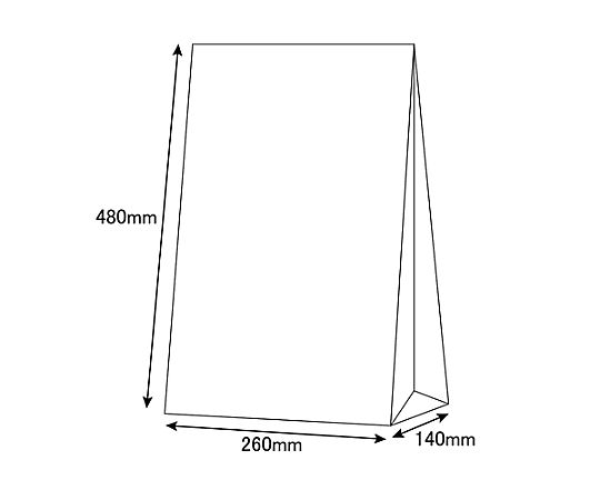 260x140x480mm 紙袋(無地/100枚) 無地の紙袋が真上から整然と並べられている様子