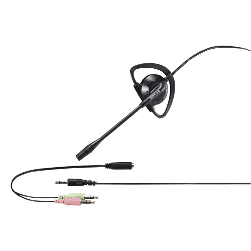 片耳イヤフック式ヘッドセット　４極＆３極プラグ