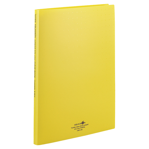 AQUA DROPs ｸﾘﾔｰﾌﾞｯｸ(ﾎﾟｹｯﾄ交換ﾀｲﾌﾟ) A4ﾀﾃ 30穴 15ﾎﾟｹｯﾄ付属 黄 1冊画像