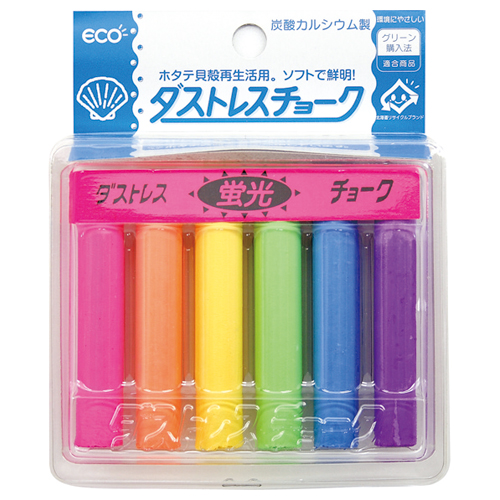 ﾀﾞｽﾄﾚｽ蛍光ﾁｮｰｸ 6色(各色1本) 1ﾊﾟｯｸ画像