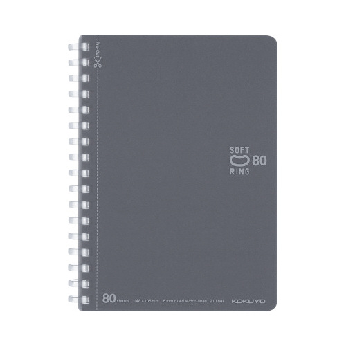 ソフトリングノートドット入り罫線　Ａ６ダークグレー画像