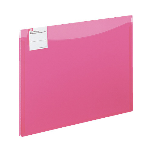 クリヤーホルダー〈２Ｐ　エンベロープＷ〉Ａ４桃画像