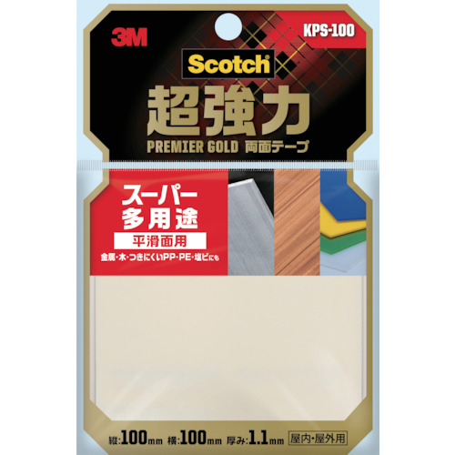 ｽｺｯﾁ 超強力両面ﾃｰﾌﾟ ﾌﾟﾚﾐｱｺﾞｰﾙﾄﾞ ｽｰﾊﾟｰ多用途 ｼｰﾄﾀｲﾌﾟ 100×100mm 1枚画像