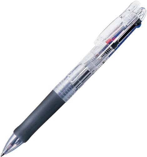 クリップオンG3色ボールペン　透明軸