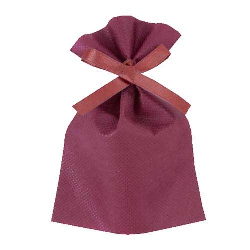 ソフトバッグベーシック 2穴リボン巾着 S1 薄 ボルドー画像