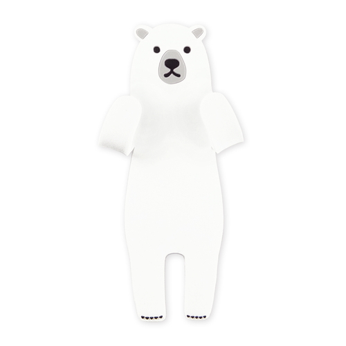 フック 吸着 スティッキーフレンズ アニマル かわいい はがせる 吸着式フック シロクマ 白いシロクマのフックが吸着面に取り付けられ、かわいらしい表情を見せている様子