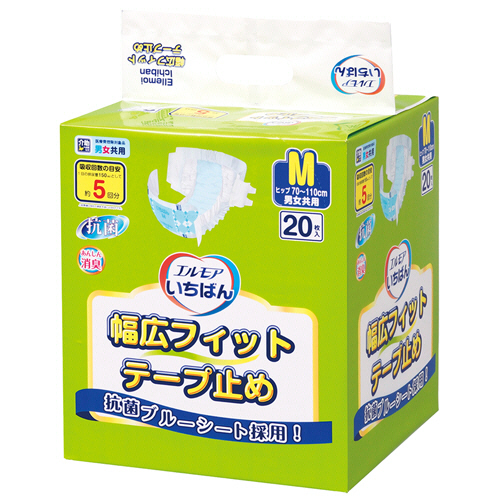 ｴﾙﾓｱ いちばん 幅広ﾌｨｯﾄﾃｰﾌﾟ止め M 1ﾊﾟｯｸ(20枚)画像