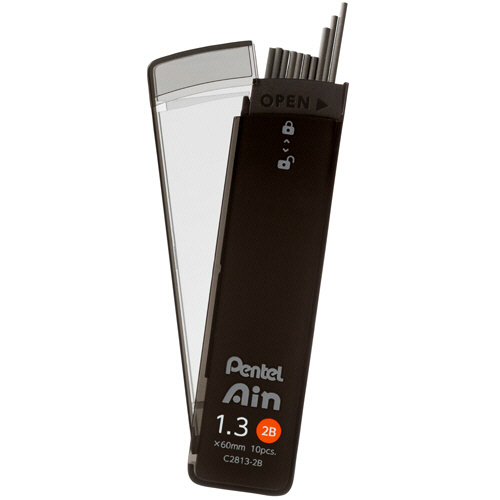 ｼｬｰﾌﾟﾍﾟﾝ替芯 Pentel Ain ﾎﾟﾘｼｰｽ仕様 1.3mm 2B 1ｾｯﾄ(50本:10本×5個)