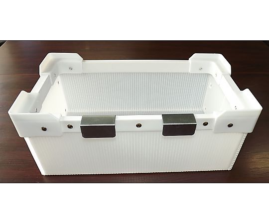 380x210x143mm 小物ボックス(運搬車用) 運搬車に載せられた小物ボックスの横から見える様子