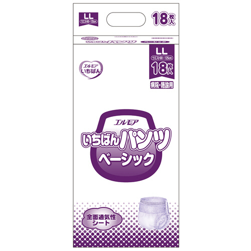 ｴﾙﾓｱ いちばん ﾊﾟﾝﾂ ﾍﾞｰｼｯｸ LL 1ﾊﾟｯｸ(18枚)画像