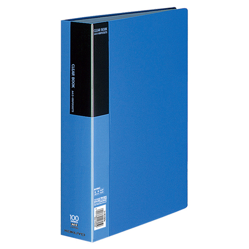 ｸﾘﾔｰﾌﾞｯｸ(ﾍﾞｰｼｯｸ) 固定式 A4ﾀﾃ 100ﾎﾟｹｯﾄ 背幅59mm 青 1ｾｯﾄ(4冊)画像