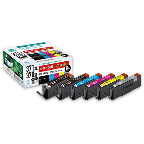 ﾘｻｲｸﾙｲﾝｸ 6色[BCI-371XL+370XL/6MP互換] ECI-C371XL-6P 1箱(6個:各1個)画像