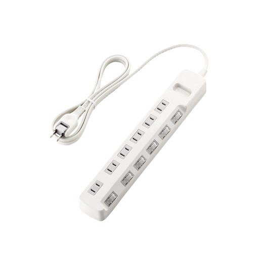 省エネタップ　個別スイッチ　６個口　２ｍ　ホワイト画像