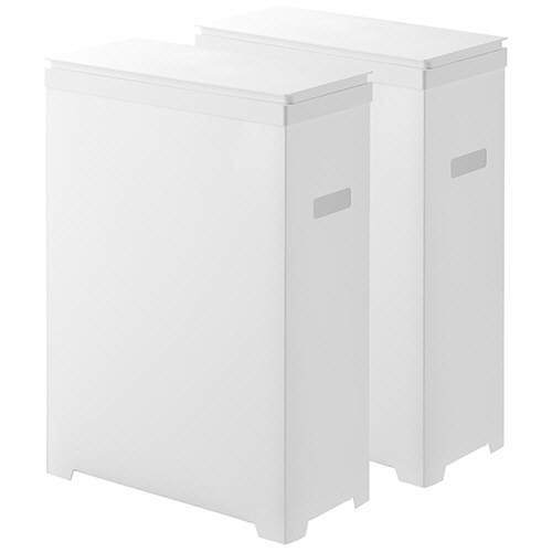 ｽﾘﾑ蓋付きｺﾞﾐ箱 ﾀﾜｰ 横開きﾀｲﾌﾟ ﾎﾜｲﾄ 1ﾊﾟｯｸ(2個)画像