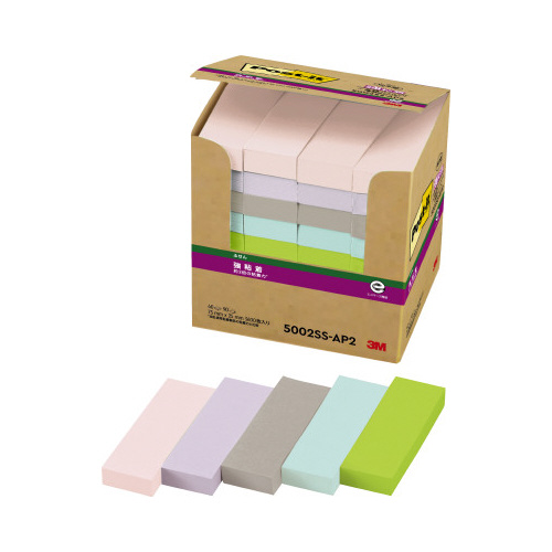 強粘着ふせん再生紙５００２ＳＳ－ＡＰ２多色１０冊画像