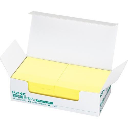 強粘着ふせん　Ｋ２　７５×７５　パステル黄色１０冊画像