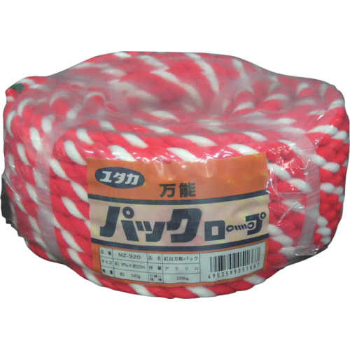 ｱｸﾘﾙﾛｰﾌﾟ万能ﾊﾟｯｸ 9φ×20m 紅白 1本画像