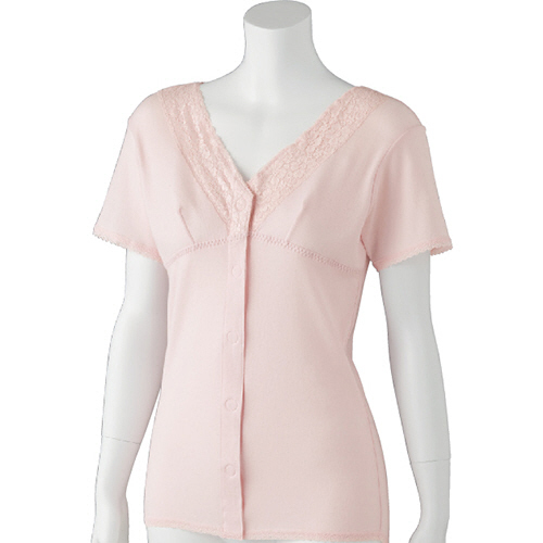 ｿﾌﾄｶｯﾌﾟ付ﾜﾝﾀｯﾁ3分袖ｼｬﾂ 婦人用 ﾋﾟﾝｸ LLｻｲｽﾞ 1着画像