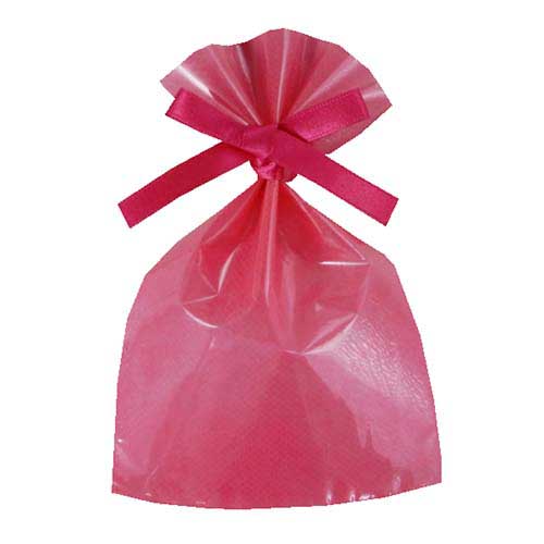 ソフトバッグクリア 2穴リボン巾着 S1 ローズピンク画像