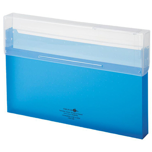 AQUA DROPs ｺﾝｸﾞﾚｽｹｰｽ A4ﾖｺ 300枚収容 青 1ｾｯﾄ(6個)画像