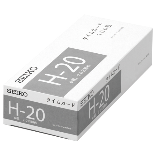 ｾｲｺｰ用片面ﾀｲﾑｶｰﾄﾞ 20日締 6欄印字 1ﾊﾟｯｸ(100枚)