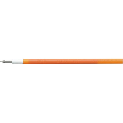 フリクション替芯 0.38mm オレンジ オレンジ色の替芯が包装された状態で、芯の部分が透けて見える様子