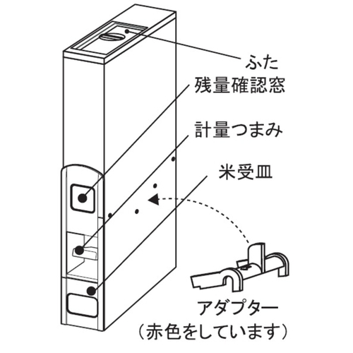 米びつ　10kg用　スリム　ライスディスペンサー　ホワイト　12kg スリムなデザインの白い容器が横向きに設置されている様子