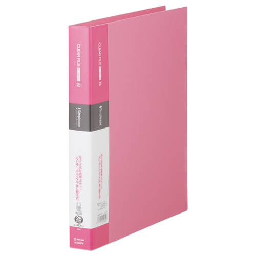 ｼﾝﾌﾟﾘｰｽﾞｸﾘｱｰﾌｧｲﾙ差し替え式A4ﾀﾃ30穴25ﾎﾟｹｯﾄ付属 背幅36mmﾋﾟﾝｸ1ｾｯﾄ(10冊)画像