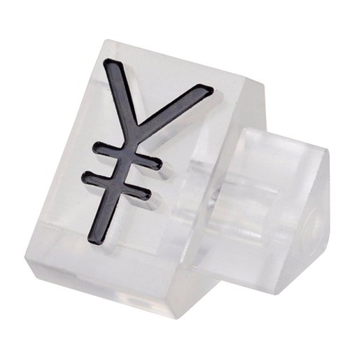 陳列備品 ニュープライスキューブ補充L用(20粒) 透明/黒 ￥マーク 友屋 透明なキューブが並び、黒い背景と対比して目を引く配置