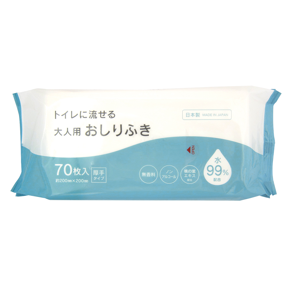 トイレに流せる大人用おしりふき 1袋（70枚入）画像