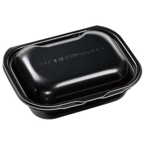 軽食容器 DLVボーノ19-15 黒W エフピコ 黒いプラスチック製容器が清潔感を持って立っている様子