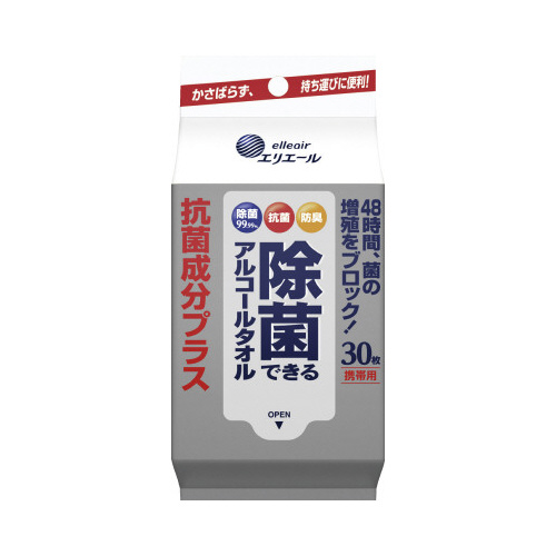 除菌できるアルコールタオル　抗菌成分プラス　携帯画像