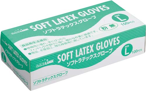 サニリンク　ラテックス手袋　粉無　Ｌ　２０箱画像