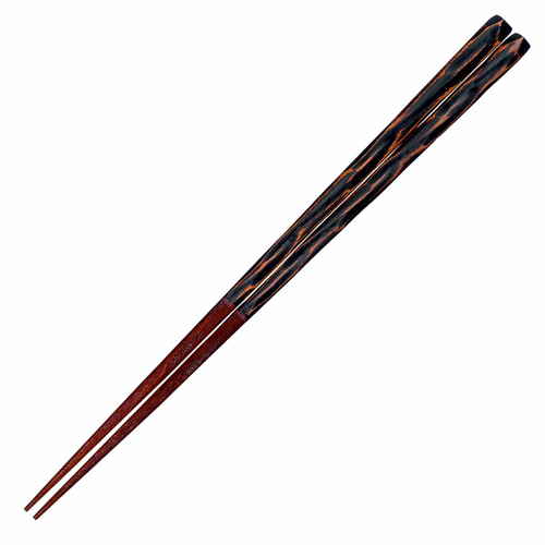 箸 23cm プレミアムアイ シンプルライン 忘れ潮 漆 木製 天然木 黒画像