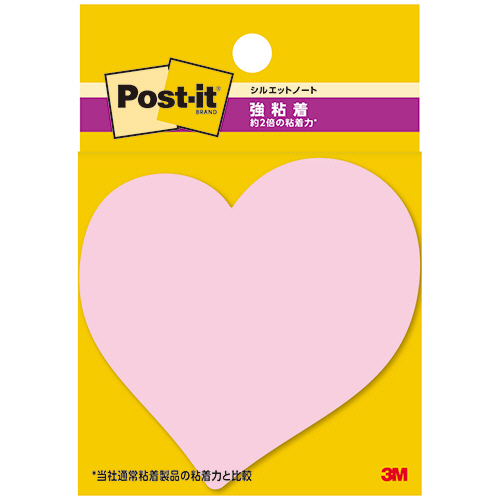 ﾎﾟｽﾄ･ｲｯﾄ 強粘着ｼﾙｴｯﾄﾉｰﾄ 69×69mm ﾊｰﾄ 1ﾊﾟｯｸ(3冊)画像