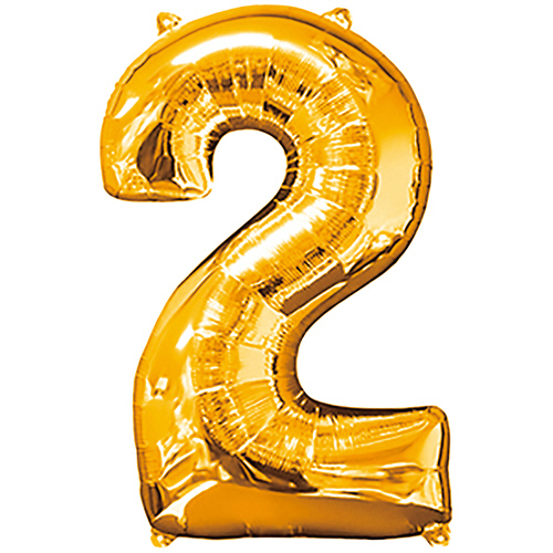 ﾚﾀｰﾊﾞﾙｰﾝ 数字 ｢2｣ ｺﾞｰﾙﾄﾞ 1個画像