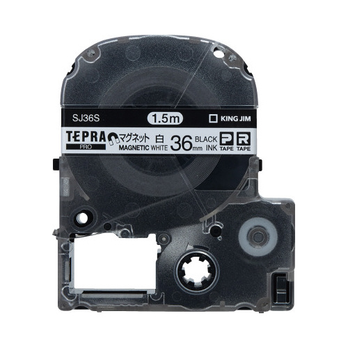 テプラ　ＰＲＯテープ　マグネット白色３６ｍｍ黒文字画像