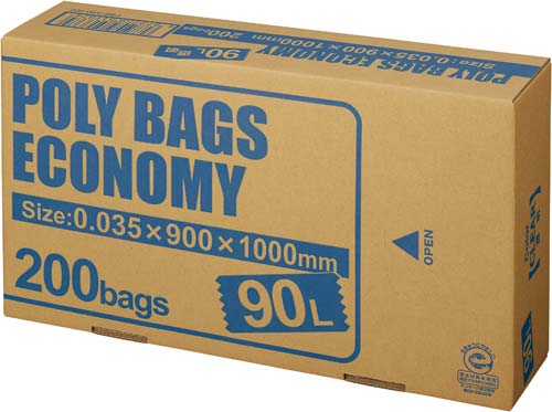 ポリバツグエコノミーＢＯＸ　低　９０Ｌ透明２００枚画像