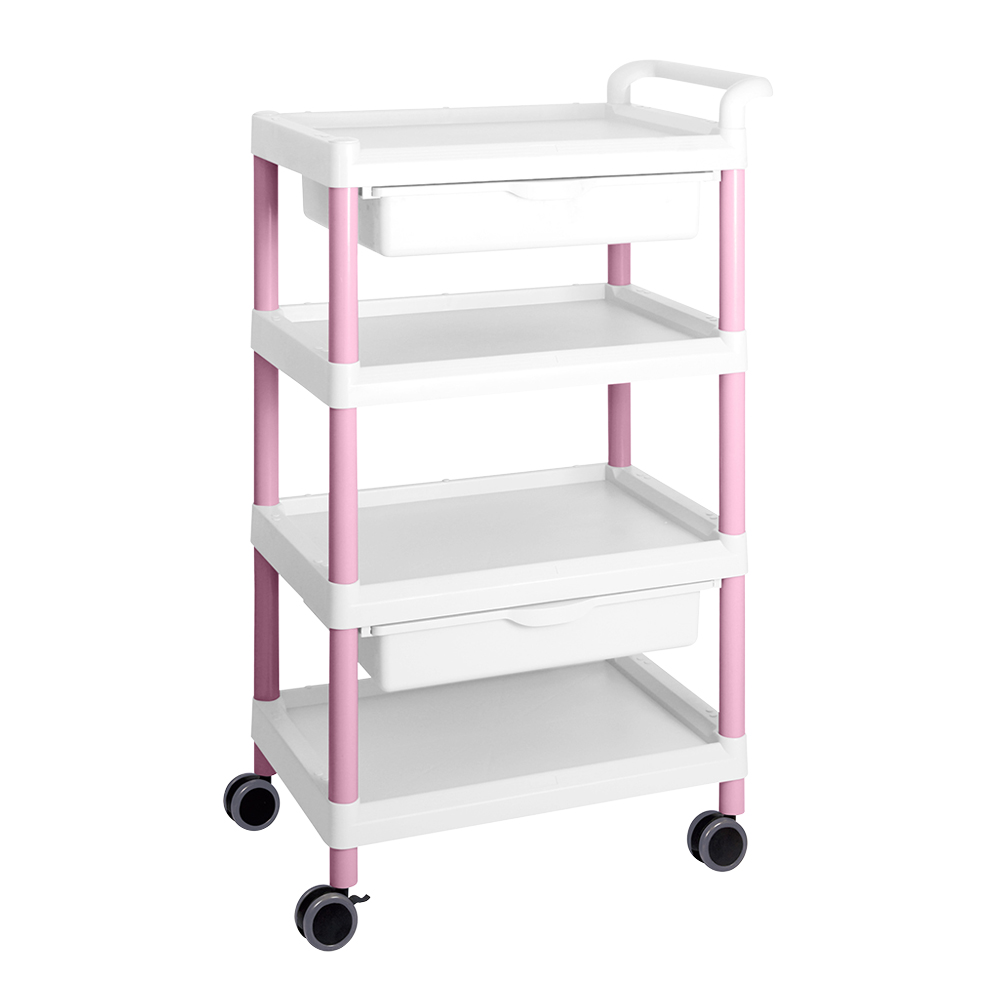 モバイルイージーカート（トールタイプ／ワイド32）ピンク　4段　引出しあり画像