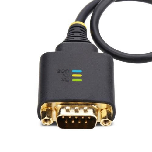USB-RS232Cシリアル変換ケーブル　ストレート　30cm　1本 白い背景に置かれた、長さ30cmのストレート型ケーブルが目立つ状態
