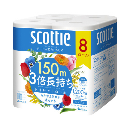 スコッティ　フラワー　３倍長持ち８ロール　シングル画像