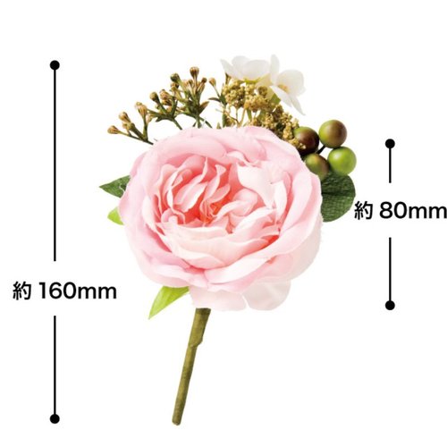 贈答用飾り フルリールアレンジメント パウダーピンク-4(6個) ヘッズ 柔らかなパウダーピンクの花々が一つのアレンジメントにまとめられた様子