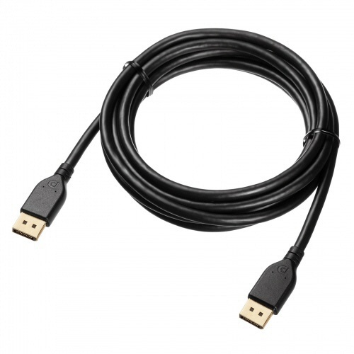 DisplayPortケーブル　ブラック　3m　1本 ケーブルの端子部分がクローズアップされた状態